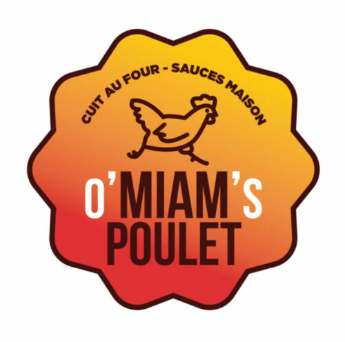 Conception graphique du logo O'Miam's Poulet. Création de la charte graphique d'utilisation.